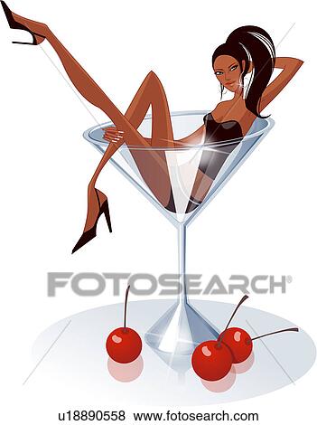 Woman in a martini glass Stock Illustration | u18890558 | Fotosearch