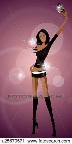 Woman taking a picture with a mobile phone Clip Art | u25670571 | Fotosearch