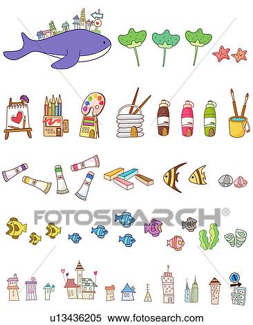 Variación, de, colorido, objetos, demostrado, consecutivo, contra