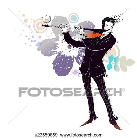 音楽家 フルートを吹く イラスト U Fotosearch