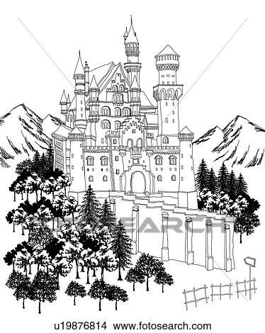 Palace by mountains Drawings u19876814