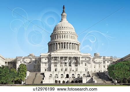 Stock Illustration - America, Washington DC, Capitol Building, Capital Cities. Fotosearch