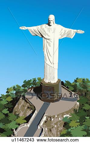 Drawing - Brazil, Rio de Janeiro, Christ The Redeemer. Fotosearch