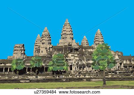 Cambodia, Angkor, UNESCO, World Cultural Heritage View Large Illustration Stock Illustration - Cambodia, Angkor, UNESCO, World Cultural Heritage. Fotosearch