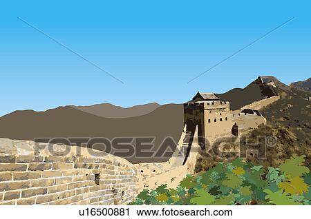 Clip Art - China, Great Wall Of China, UNESCO, World Cultural Heritage. Fotosearch