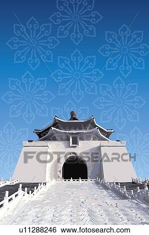 China, Taiwan, Taipei, Chiang Kai-Shek Memorial Hall, Capital Cities View Large Illustration Stock Illustration - China, Taiwan, Taipei, Chiang Kai-Shek Memorial Hall, Capital Cities. Fotosearch