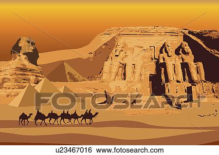 Stock Illustration - Egypt, Abu Simbel, Sphinx, UNESCO, World Cultural Heritage. Fotosearch