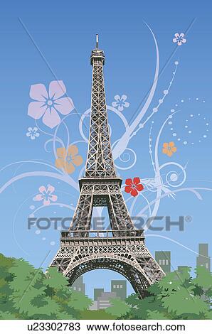 Drawing - France, Paris, Eiffel Tower, Capital Cities. Fotosearch