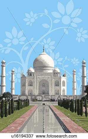Stock Illustration - India, Taj Mahal, UNESCO, World Cultural Heritage. Fotosearch