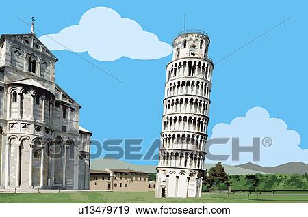 Italy, Pisa, Leaning Tower of Pisa, UNESCO, World Cultural Heritage View Large Illustration Stock Illustration - Italy, Pisa, Leaning Tower of Pisa, UNESCO, World Cultural Heritage. Fotosearch