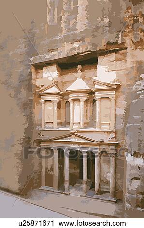 Jordan, Petra, UNESCO, World Cultural Heritage View Large Illustration Clip Art - Jordan, Petra, UNESCO, World Cultural Heritage. Fotosearch