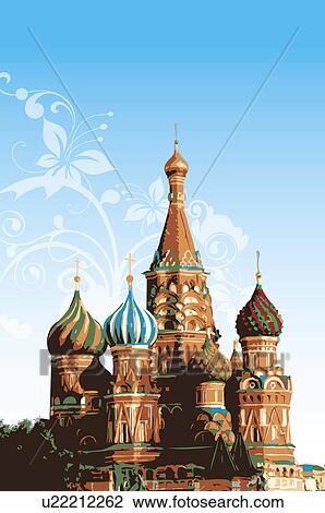 Drawing - Russia, Moscow, Red square, UNESCO, World Cultural Heritage. Fotosearch