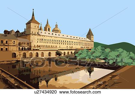 Clipart - Spain, Madrid, El Escorial, Capital Cities, UNESCO, World Cultural Heritage. Fotosearch
