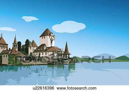 Stock Illustration - Switzerland, Riverside. Fotosearch