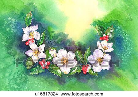 Flower, Watercolor painting of blossom View Large Illustration Stock Illustration - Flower, Watercolor painting of blossom. Fotosearch