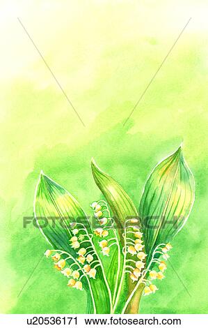 Clip Art - Flower, Watercolor painting of flowers and leaves. Fotosearch