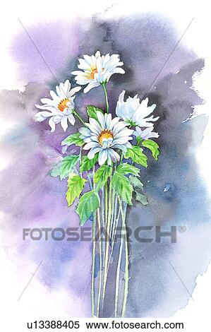 Flower, Watercolor painting of flowers View Large Illustration Stock Illustration - Flower, Watercolor painting of flowers. Fotosearch