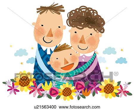 Portrat Von Gluckliche Familie Mit Junge Kind Clipart U Fotosearch