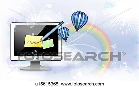 Memo stick on computer screen View Large Illustration Stock Illustration - Memo stick on computer screen. Fotosearch - Search Clipart, Drawings, Decorative Prints, Illustrations, and Vector EPS Graphics Images