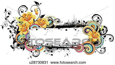 長方形 フレーム で 植物相 デザイン クリップアート U Fotosearch