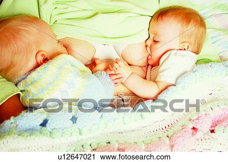 Stock Image - Children, Babies, Child, Females, Female, Kids, Twins. Fotosearch