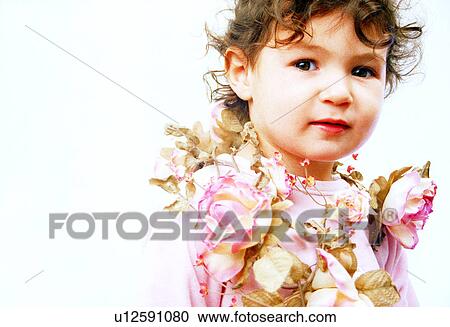 Stock Image - Human, Pure, Child, Westerner, Flower, People, Cute. Fotosearch