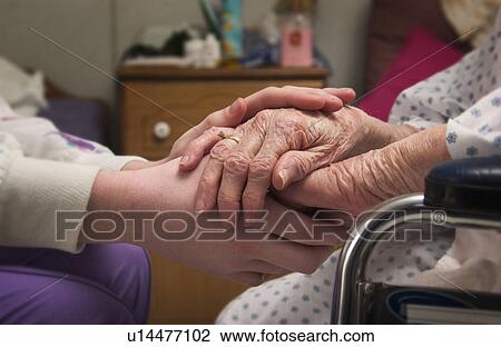 Senior woman in wheelchair holding hands with woman View Large Photo Image Stock Image - Senior woman in wheelchair holding hands with woman. Fotosearch