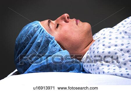 Stock Image - Woman prepared for surgery. Fotosearch