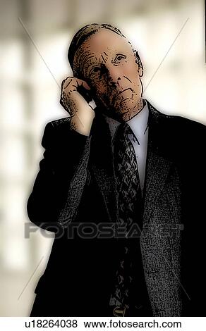 Stock Photo - Businessman talking on cell phone. Fotosearch