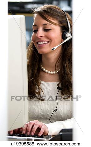 Woman at computer View Large Photo Image Stock Photography - Woman at computer. Fotosearch