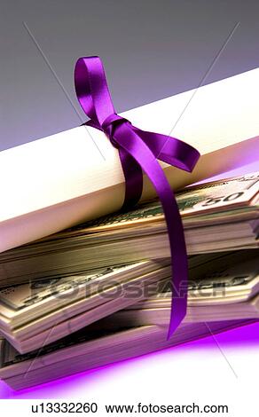 Diploma with money View Large Photo Image Stock Image - Diploma with money. Fotosearch
