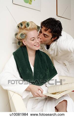 Young couple waiting in a beauty salon View Large Photo Image Picture - Young couple waiting in a beauty salon. Fotosearch