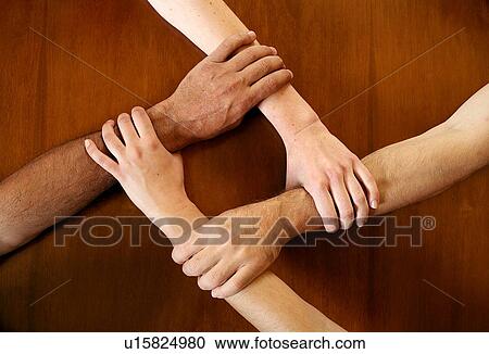 Four arms locked together at the wrists View Large Photo Image Stock Image - Four arms locked together at the wrists. Fotosearch