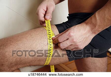 Man measuring his thigh View Large Photo Image Picture - Man measuring his thigh. Fotosearch