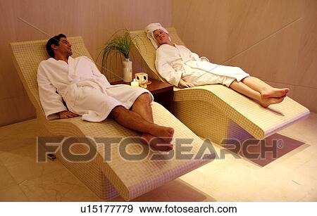 A couple relaxing at a spa together View Large Photo Image Stock Photo - A couple relaxing at a spa together. Fotosearch