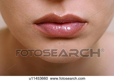 Stock Image - Beauty shot of woman's lips. Fotosearch