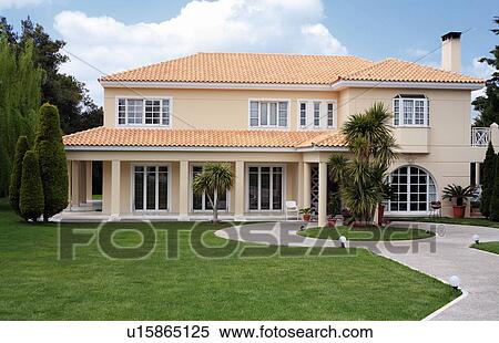 Exterior view of modern house View Large Photo Image Stock Photography - Exterior view of modern house. Fotosearch