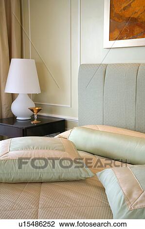 Bed and sidetable View Large Photo Image Stock Image - Bed and sidetable. Fotosearch