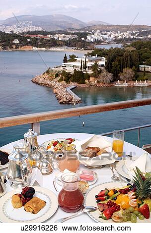 Breakfast table with view to sea View Large Photo Image Stock Photograph - Breakfast table with view to sea. Fotosearch