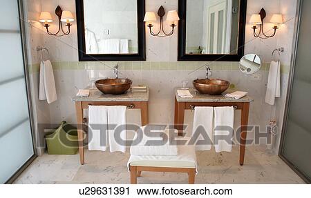 Dual bathroom sinks View Large Photo Image Stock Image - Dual bathroom sinks. Fotosearch