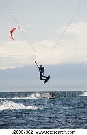 Kiteboarder jumping, Victoria, BC View Large Photo Image Stock Image - Kiteboarder jumping, Victoria, BC. Fotosearch