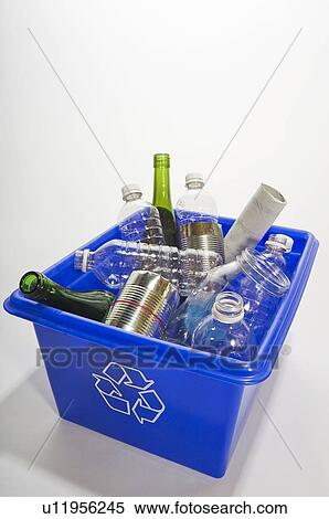 Blue Box recycling. View Large Photo Image Stock Photography - Blue Box recycling.. Fotosearch
