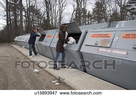 People at community recycling bins; Canada, Ontario View Large Photo Image Stock Photo - People at community recycling bins; Canada, Ontario. Fotosearch