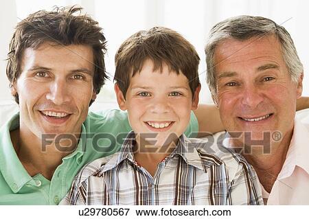 Grandfather with son and grandson smiling. View Large Photo Image Stock Photo - Grandfather with son and grandson smiling.. Fotosearch