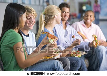 Picture - Students having lunch. Fotosearch