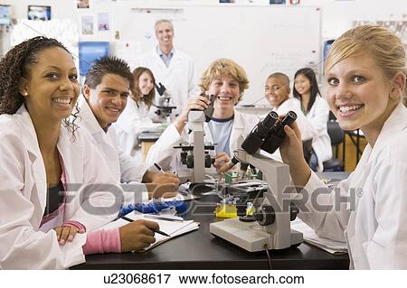 Stock Photo - Students in physics class. Fotosearch