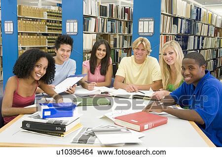 Six people in library studying View Large Photo Image Picture - Six people in library studying. Fotosearch