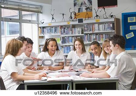 Stock Photograph - Students in a study group collaborating. Fotosearch