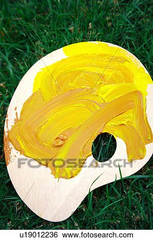 Painter's palette on the grass View Large Photo Image Stock Photograph - Painter's palette on the grass. Fotosearch