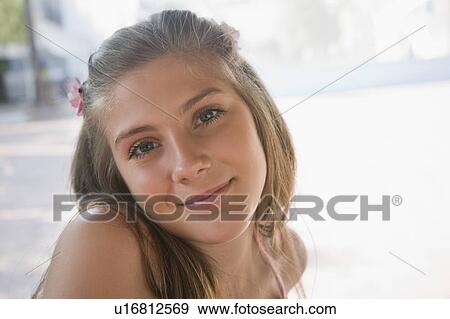 Stock Photo - Closeup of female teenager. Fotosearch